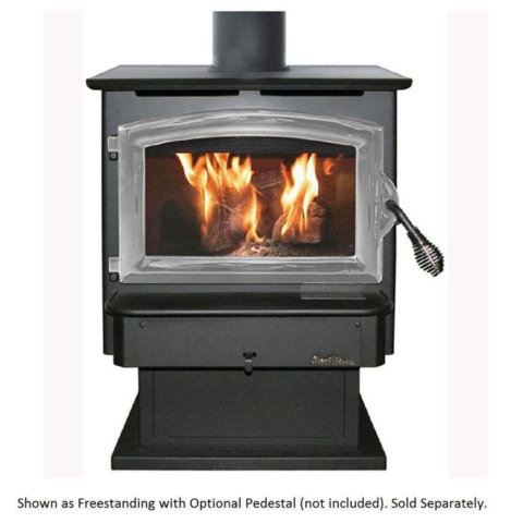 Buck Stove Model 21 Non-Catalytic and Blower Assembly Standard Wood Burning Stove With Black Door Finish For Sale
