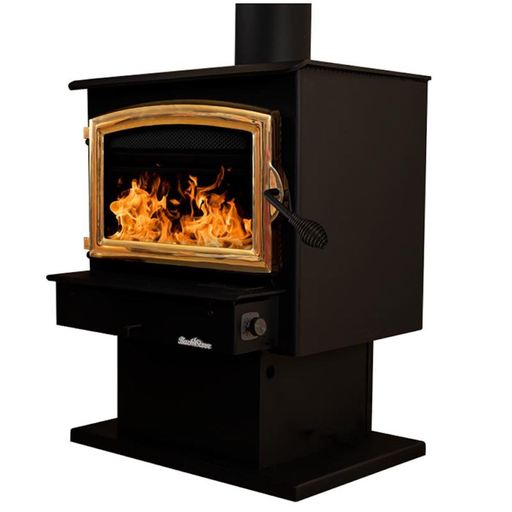 Buck Stove Model 21 Non-Catalytic and Blower Assembly Standard Wood Burning Stove For Sale With Gold Door Finish For Sale - Image 15
