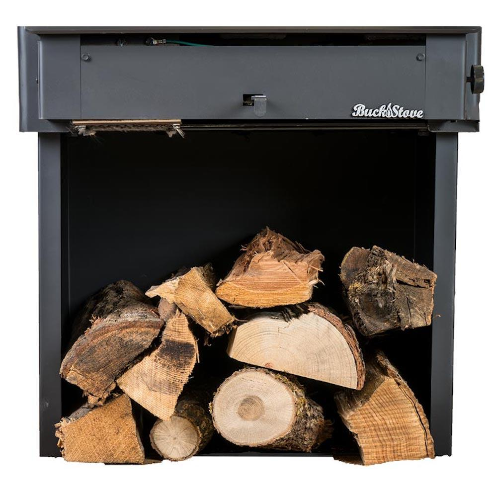 Buck Stove Model 21 Non-Catalytic and Blower Assembly Standard Wood Burning Stove For Sale With Gold Door Finish For Sale - Image 8