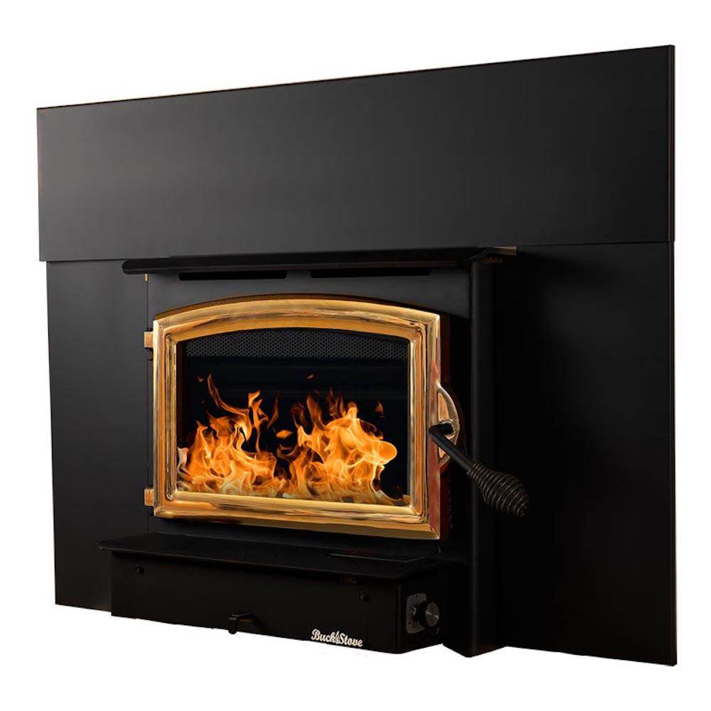 Buck Stove Model 21 Non-Catalytic and Blower Assembly Standard Wood Burning Stove For Sale With Gold Door Finish For Sale - Image 17