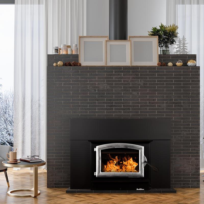 Buck Stove Model 74 Non-Catalytic and Blower Assembly Standard Wood Burning Stove With Pewter Door Finish For Sale - Image 3