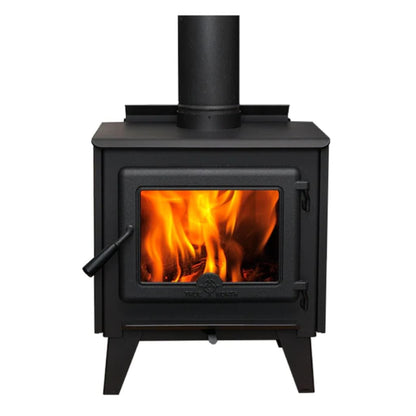 True North TN10 21" Black Vented Wood Burning Stove For Sale With Legs, EPA2020 Certified