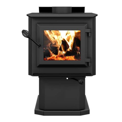 Ventis HES140 20" Black Wood Burning Small Stove For Sale With Pedestal, EPA2020 Certified