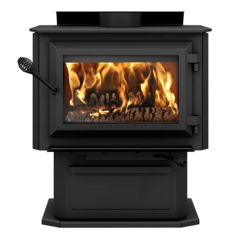 Ventis HES170 25" Black Wood Burning Medium Stove For Sale With Pedestal, EPA2020 Certified