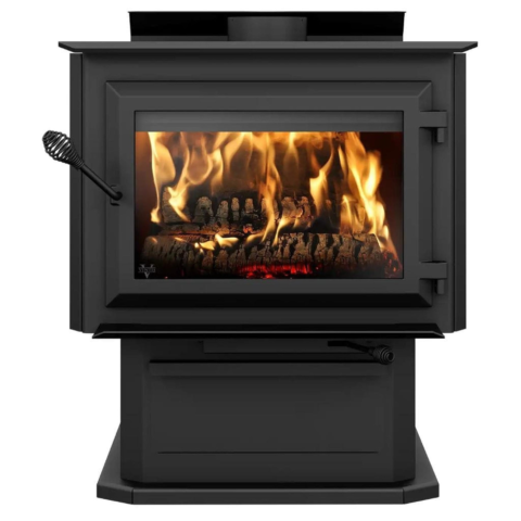 Ventis HES350 29" Black Wood Burning Extra Large Stove With Pedestal For Sale, EPA2020 Certified